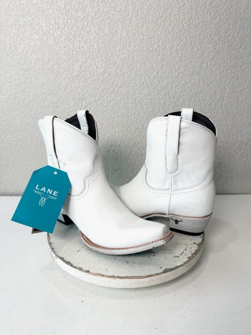 Lane EMMA JANE Womens Cowboy Booties White Western Short Ankle Boots Size 11